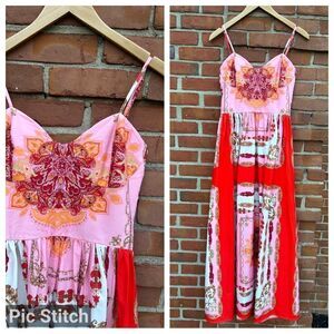 Emery Rose Oriental Red Pink Maxi Dress